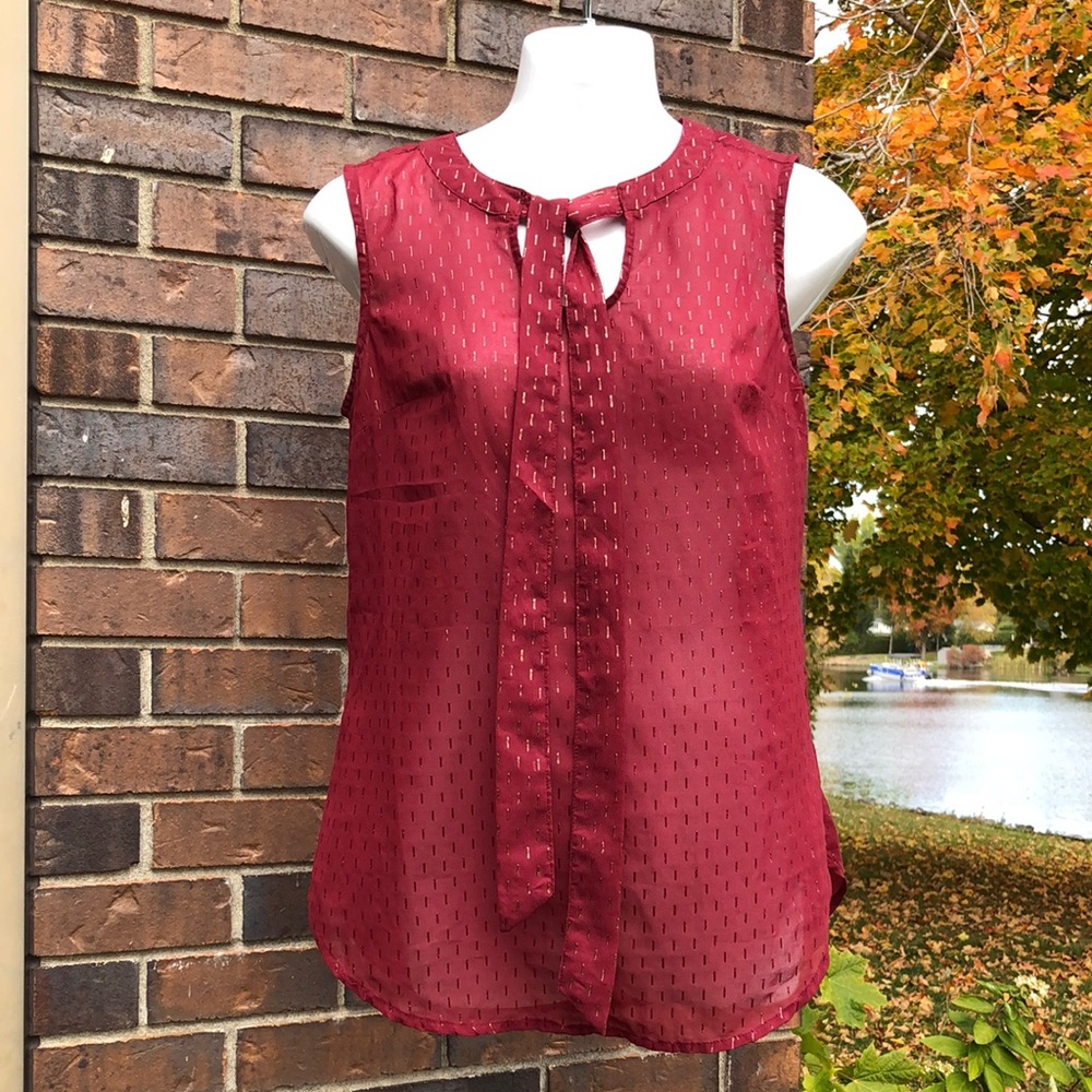 Elegant Sleeveless Burgundy Blouse